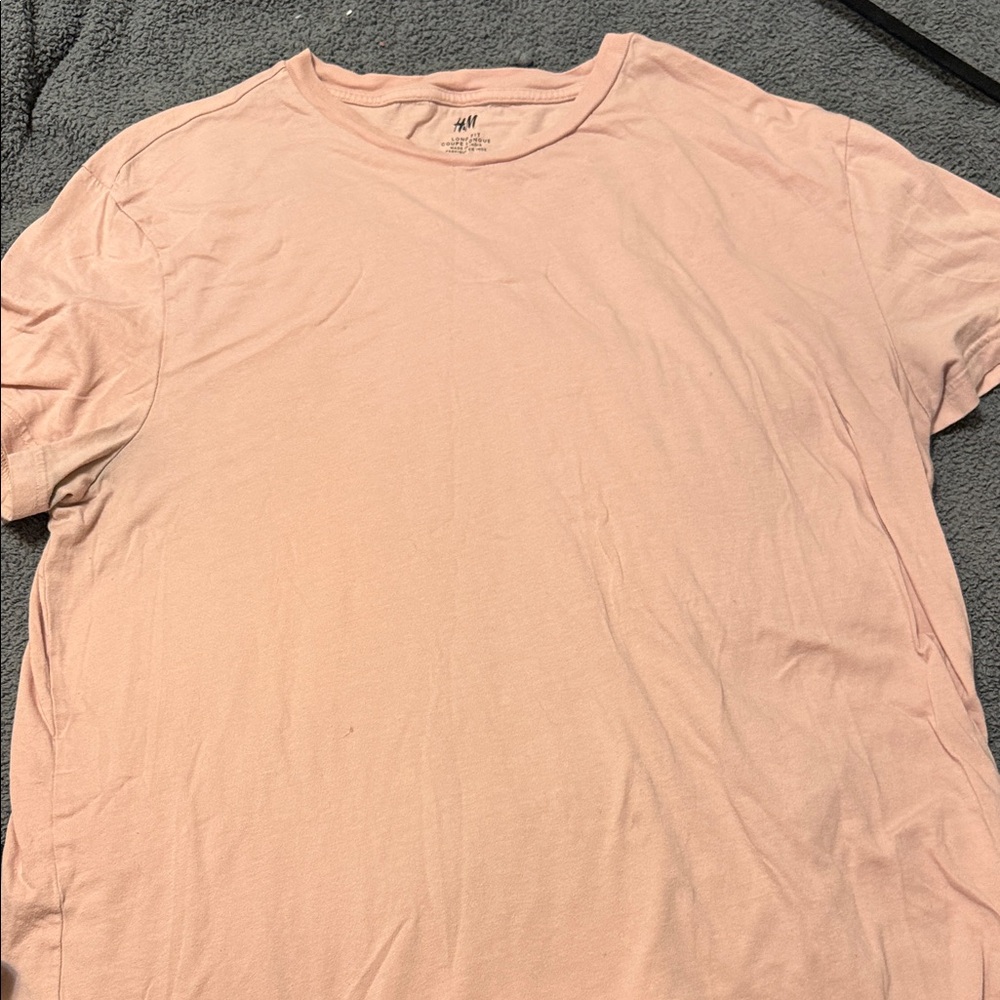 H&M Men's Light Pink Short Sleeve Tee